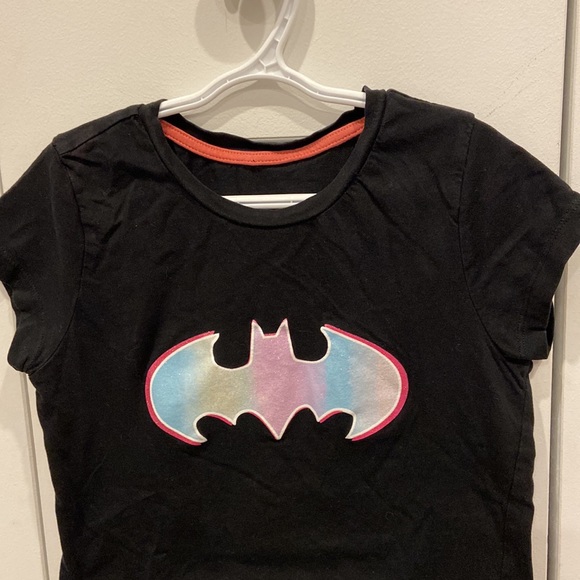 DC Comics Batman Black Tee with Sparkly Pink & Blue Logo - Picture 2 of 6
